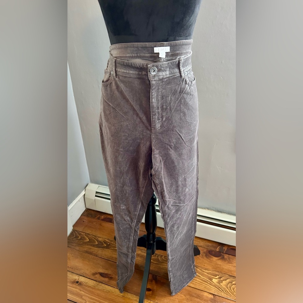 J.JILL Velveteen Stretch Jeans Slim-Leg Pants Flagstone Dark Gray Size 18
